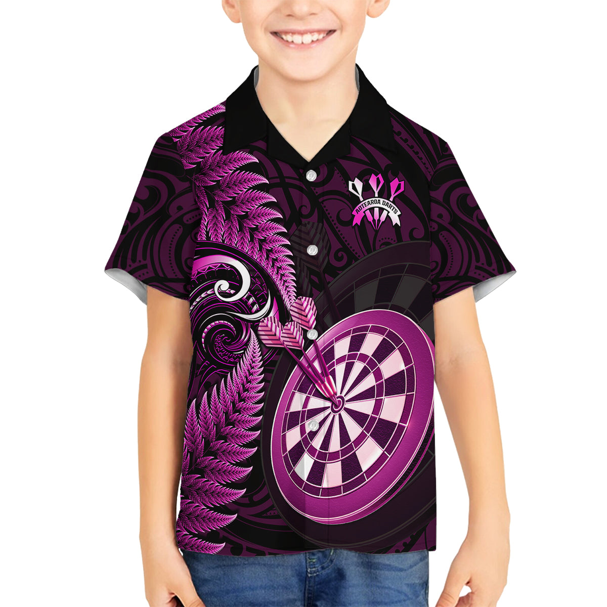 New Zealand Darts Kid Hawaiian Shirt Happiness Is A Tight Threesome Maori Pink LT14 - Polynesian Pride