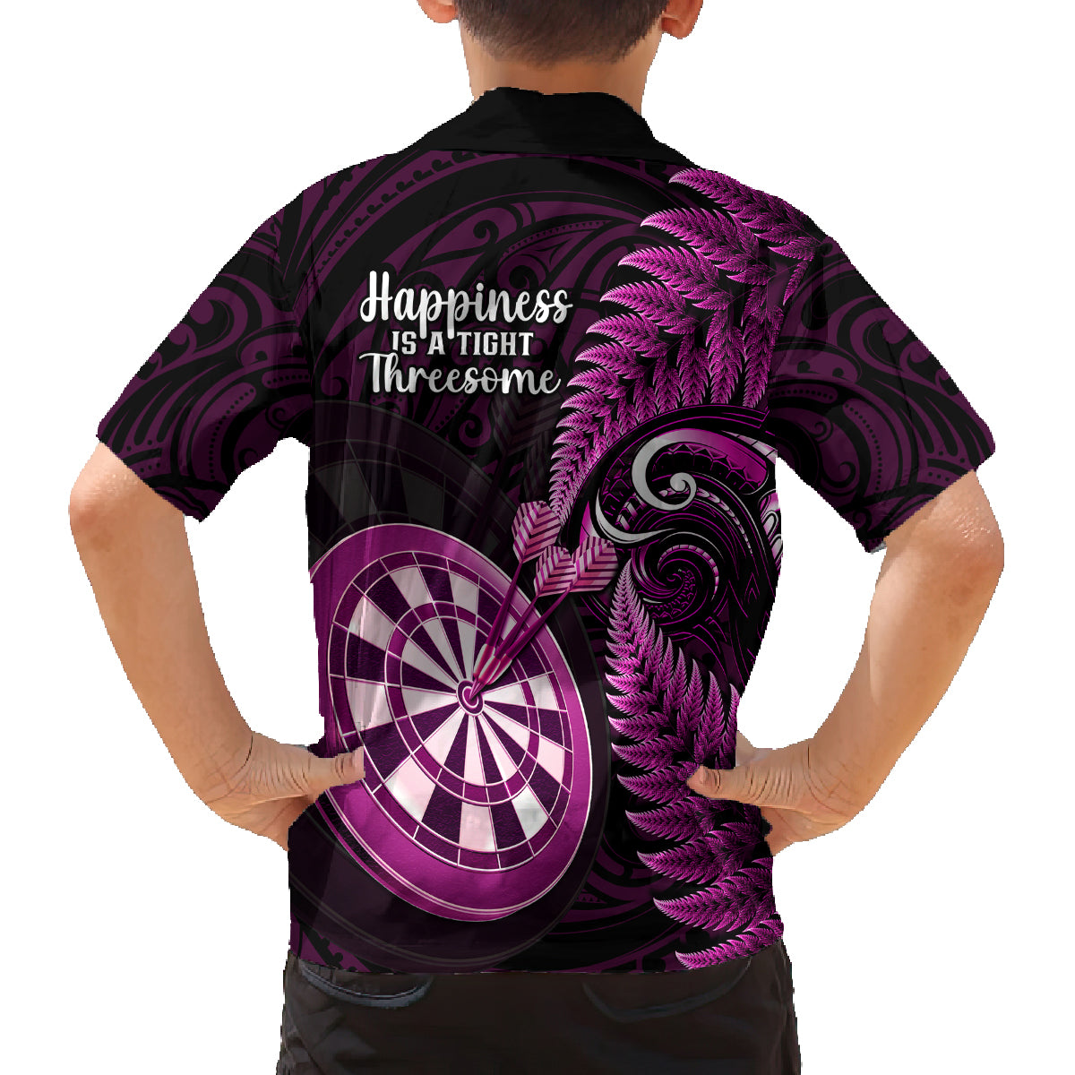 New Zealand Darts Kid Hawaiian Shirt Happiness Is A Tight Threesome Maori Pink LT14 - Polynesian Pride