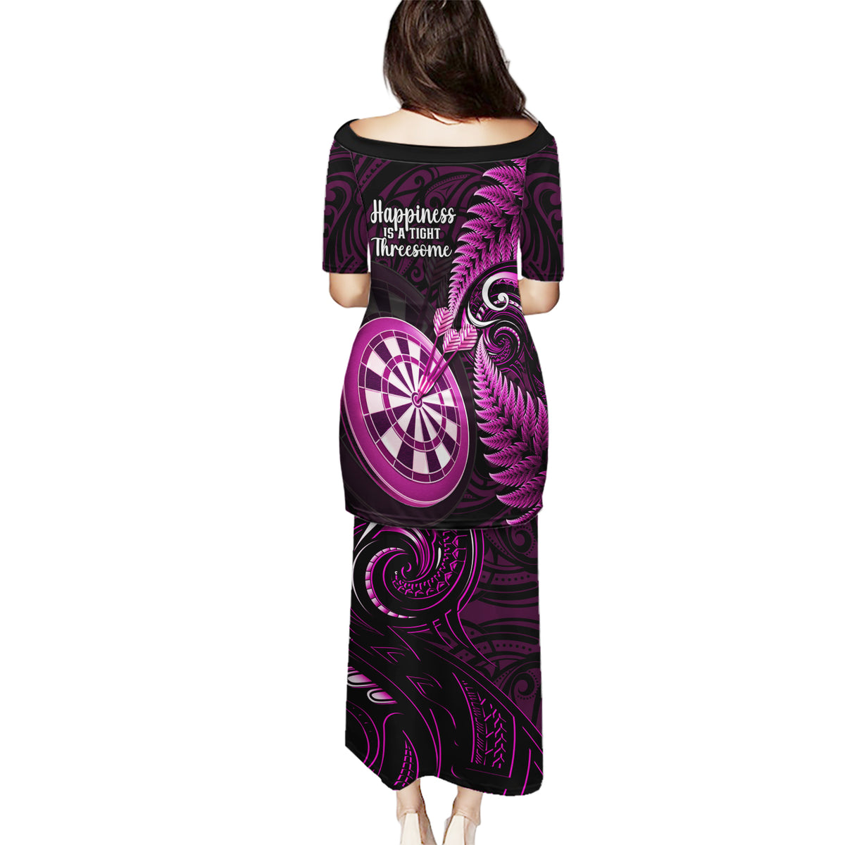 New Zealand Darts Puletasi Happiness Is A Tight Threesome Maori Pink LT14 - Polynesian Pride