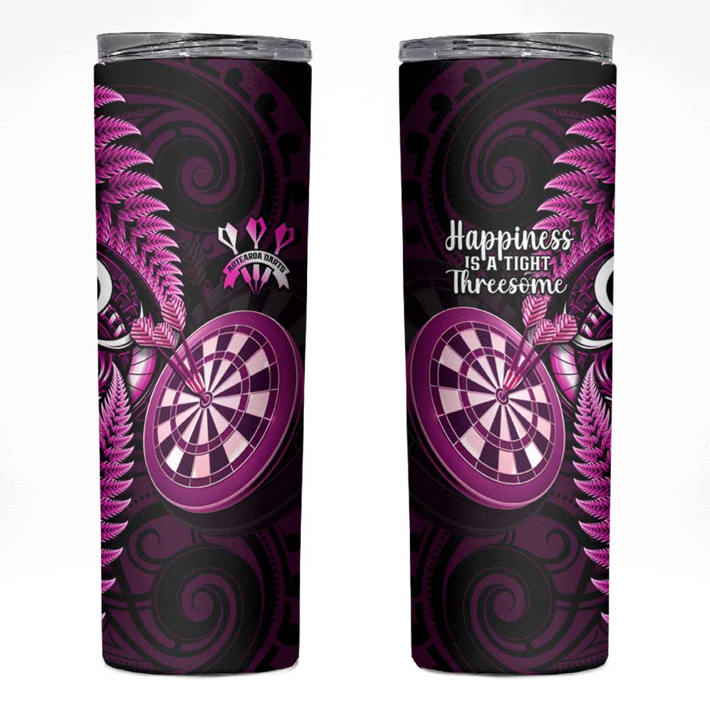 New Zealand Darts Skinny Tumbler Happiness Is A Tight Threesome Maori Pink LT14 Pink - Polynesian Pride