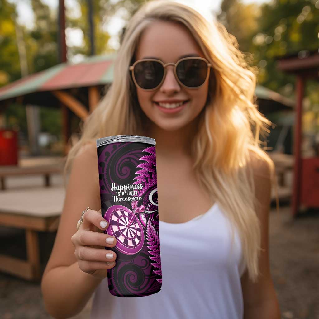 New Zealand Darts Skinny Tumbler Happiness Is A Tight Threesome Maori Pink LT14 - Polynesian Pride