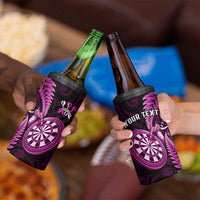 Personalised New Zealand Darts 4 in 1 Can Cooler Tumbler Happiness Is A Tight Threesome Maori Pink