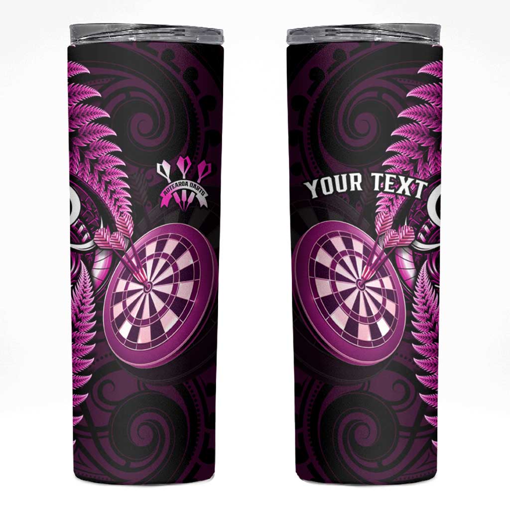 Personalised New Zealand Darts Skinny Tumbler Happiness Is A Tight Threesome Maori Pink LT14 Pink - Polynesian Pride