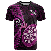 Personalised New Zealand Darts T Shirt Happiness Is A Tight Threesome Maori Pink LT14 Pink - Polynesian Pride