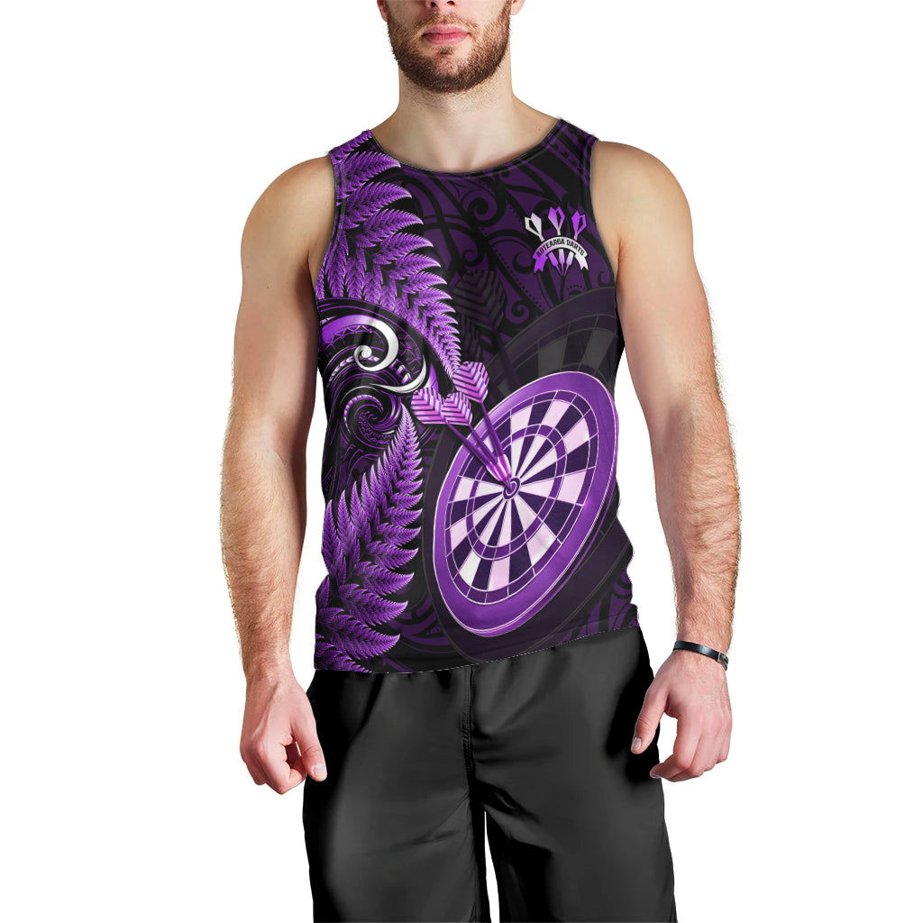 New Zealand Darts Men Tank Top Happiness Is A Tight Threesome Maori Purple LT14 - Polynesian Pride