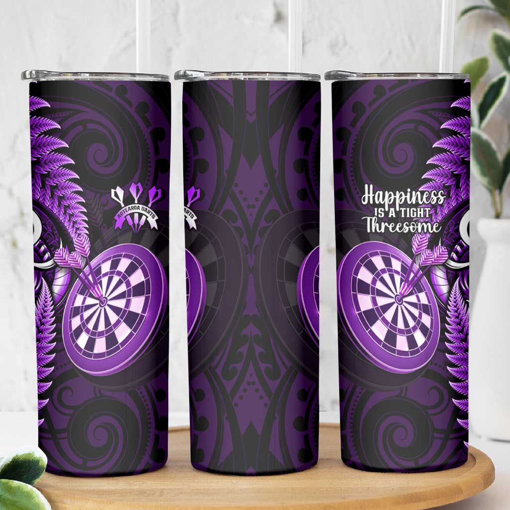 New Zealand Darts Skinny Tumbler Happiness Is A Tight Threesome Maori Purple LT14 - Polynesian Pride
