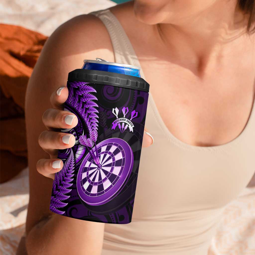 Personalised New Zealand Darts 4 in 1 Can Cooler Tumbler Happiness Is A Tight Threesome Maori Purple LT14 - Polynesian Pride