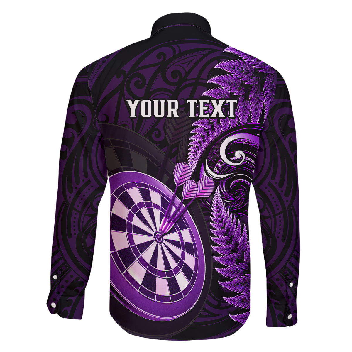 Personalised New Zealand Darts Family Matching Off Shoulder Long Sleeve Dress and Hawaiian Shirt Happiness Is A Tight Threesome Maori Purple LT14 - Polynesian Pride