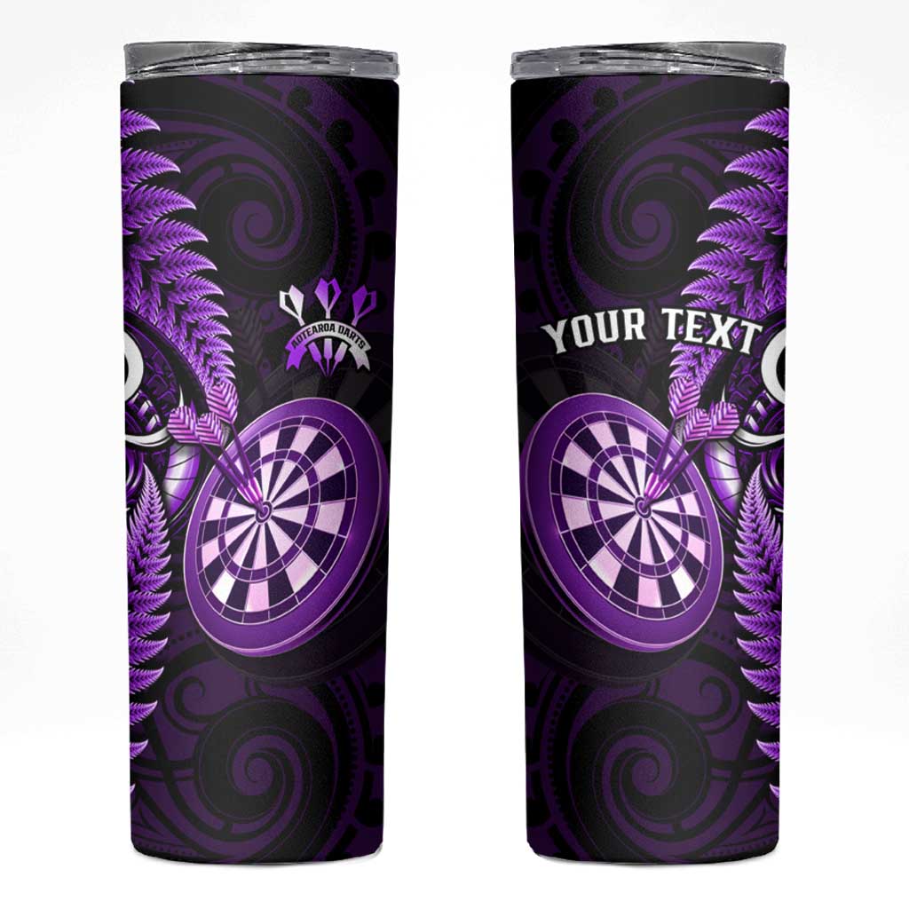 Personalised New Zealand Darts Skinny Tumbler Happiness Is A Tight Threesome Maori Purple LT14 Purple - Polynesian Pride