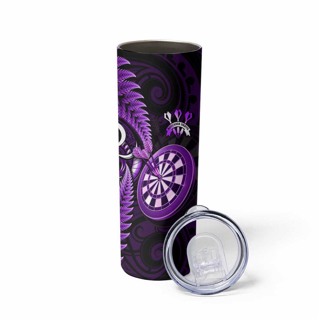 Personalised New Zealand Darts Skinny Tumbler Happiness Is A Tight Threesome Maori Purple LT14 - Polynesian Pride