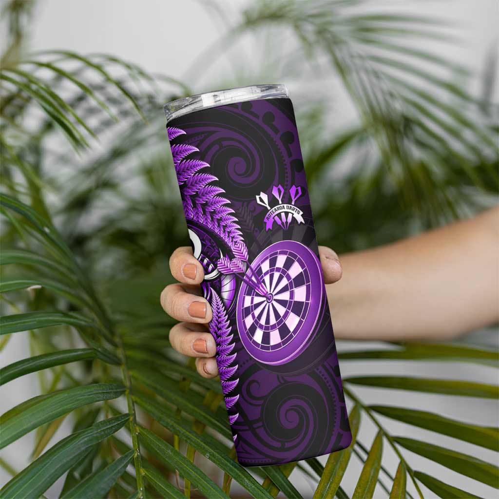 Personalised New Zealand Darts Skinny Tumbler Happiness Is A Tight Threesome Maori Purple LT14 - Polynesian Pride