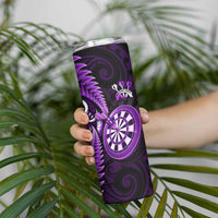Personalised New Zealand Darts Skinny Tumbler Happiness Is A Tight Threesome Maori Purple LT14 - Polynesian Pride