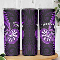Personalised New Zealand Darts Skinny Tumbler Happiness Is A Tight Threesome Maori Purple LT14 - Polynesian Pride
