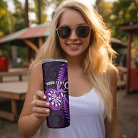 Personalised New Zealand Darts Skinny Tumbler Happiness Is A Tight Threesome Maori Purple LT14 - Polynesian Pride