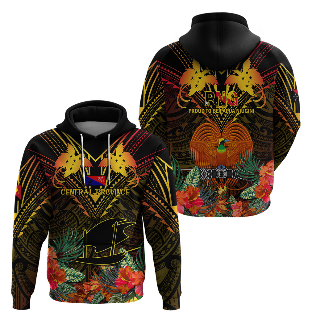 Papua New Guinea Central Province Hoodie Papua Niugini Coat Of Arms With Flag Style LT14 - Polynesian Pride