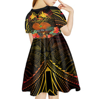 Papua New Guinea Central Province Kid Short Sleeve Dress Papua Niugini Coat Of Arms With Flag Style LT14 - Polynesian Pride