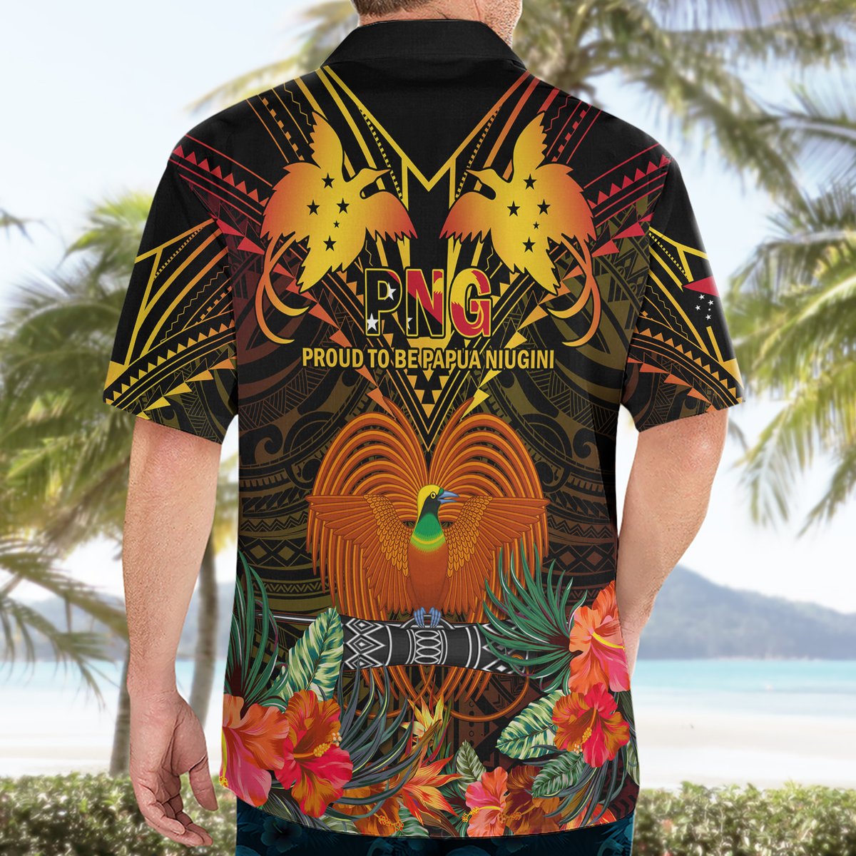 Papua New Guinea Chimbu Province Hawaiian Shirt Papua Niugini Coat Of Arms With Flag Style LT14 - Polynesian Pride
