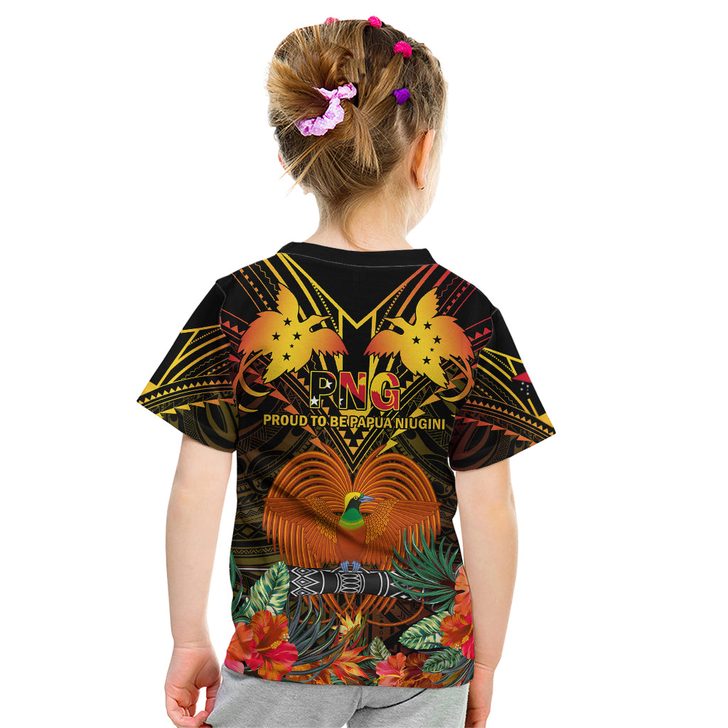 Papua New Guinea Chimbu Province Kid T Shirt Papua Niugini Coat Of Arms With Flag Style LT14 - Polynesian Pride