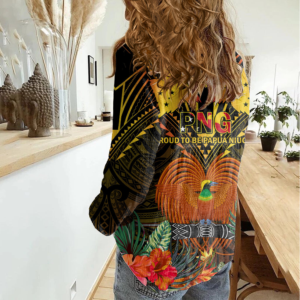 Papua New Guinea Western Province Women Casual Shirt Papua Niugini Coat Of Arms With Flag Style LT14 - Polynesian Pride