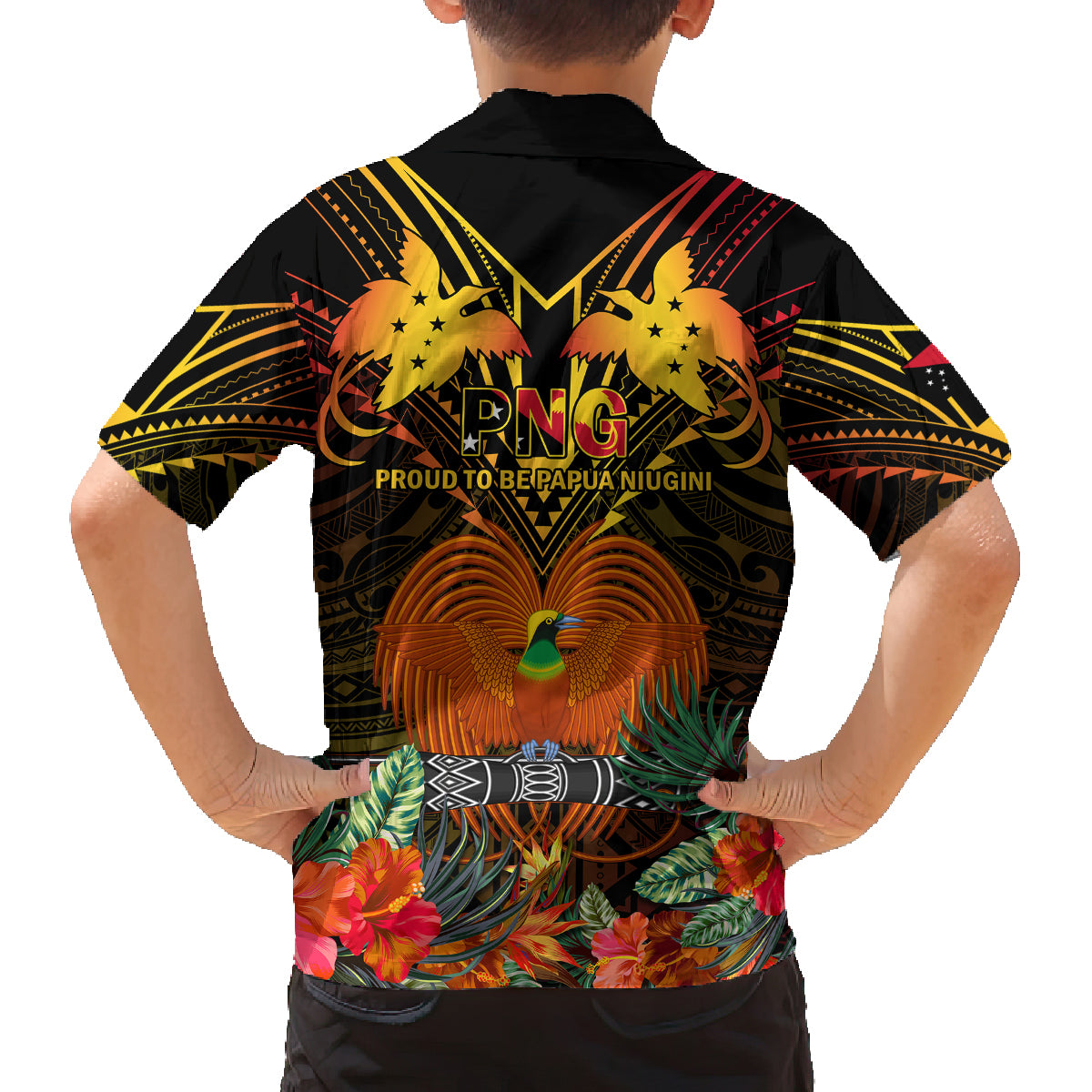 Papua New Guinea Southern Highlands Province Kid Hawaiian Shirt Papua Niugini Coat Of Arms With Flag Style LT14 - Polynesian Pride
