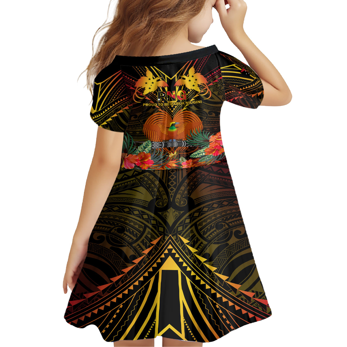 Papua New Guinea Southern Highlands Province Kid Short Sleeve Dress Papua Niugini Coat Of Arms With Flag Style LT14 - Polynesian Pride