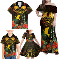 Papua New Guinea Manus Province Family Matching Off Shoulder Maxi Dress and Hawaiian Shirt Papua Niugini Coat Of Arms With Flag Style LT14 - Polynesian Pride