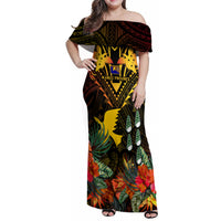 Papua New Guinea Manus Province Family Matching Off Shoulder Maxi Dress and Hawaiian Shirt Papua Niugini Coat Of Arms With Flag Style LT14 Dad's Shirt - Long Sleeve Black - Polynesian Pride
