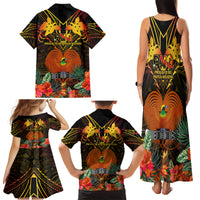 Papua New Guinea Manus Province Family Matching Tank Maxi Dress and Hawaiian Shirt Papua Niugini Coat Of Arms With Flag Style LT14 - Polynesian Pride