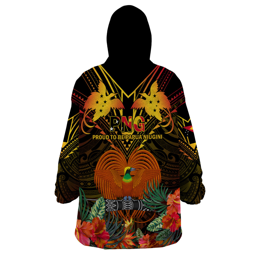 Papua New Guinea Manus Province Wearable Blanket Hoodie Papua Niugini Coat Of Arms With Flag Style LT14 - Polynesian Pride