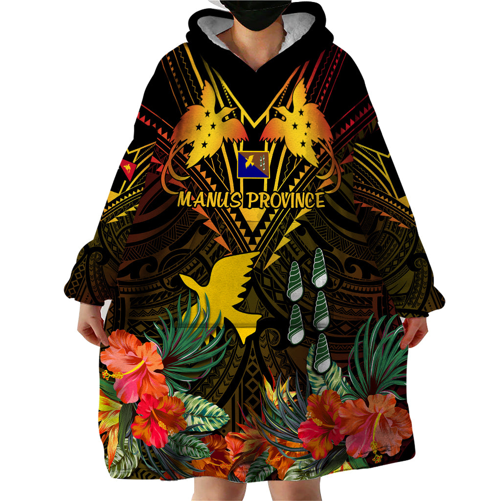 Papua New Guinea Manus Province Wearable Blanket Hoodie Papua Niugini Coat Of Arms With Flag Style LT14 - Polynesian Pride
