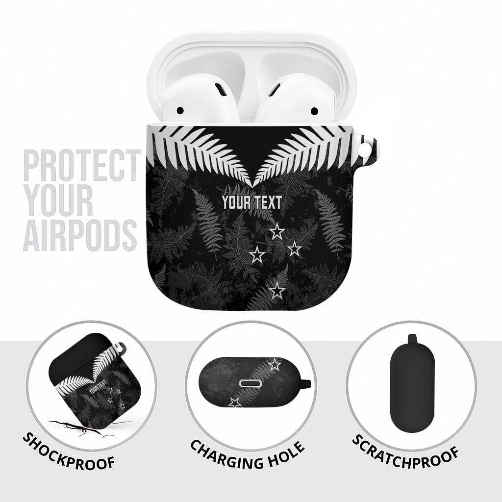 Custom New Zealand Silver Fern Football AirPods Case Go Aotearoa Grunge Black - Polynesian Pride