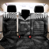 Custom New Zealand Silver Fern Football Back Car Seat Cover Go Aotearoa Grunge Black - Polynesian Pride