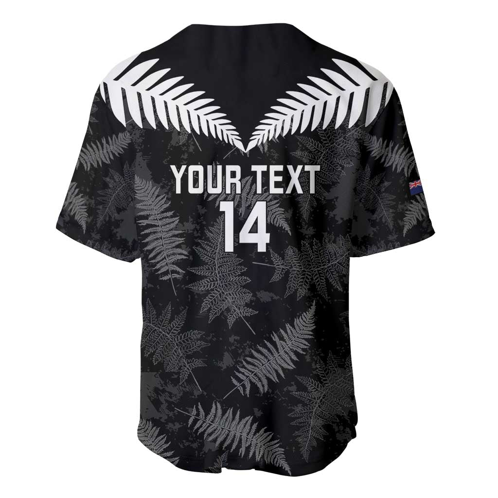 Custom New Zealand Silver Fern Football Baseball Jersey Go Aotearoa Grunge Black - Polynesian Pride