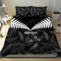 Custom New Zealand Silver Fern Football Bedding Set Go Aotearoa Grunge Black - Polynesian Pride