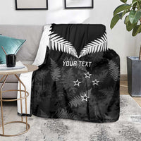 Custom New Zealand Silver Fern Football Blanket Go Aotearoa Grunge Black - Polynesian Pride