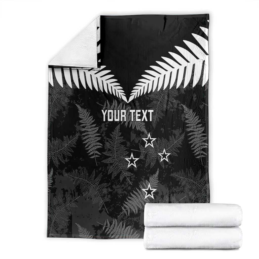 Custom New Zealand Silver Fern Football Blanket Go Aotearoa Grunge Black - Polynesian Pride