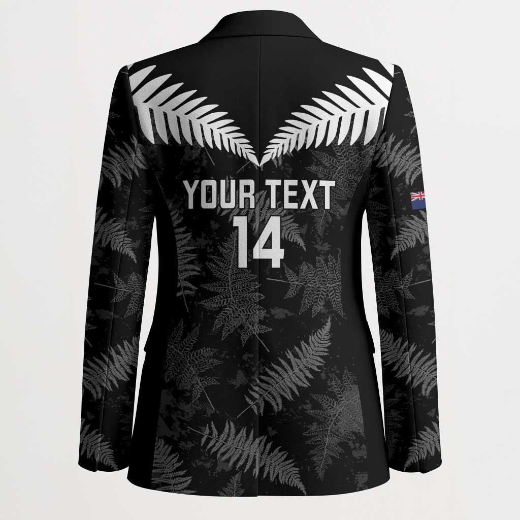 Custom New Zealand Silver Fern Football Blazer Go Aotearoa Grunge Black - Polynesian Pride