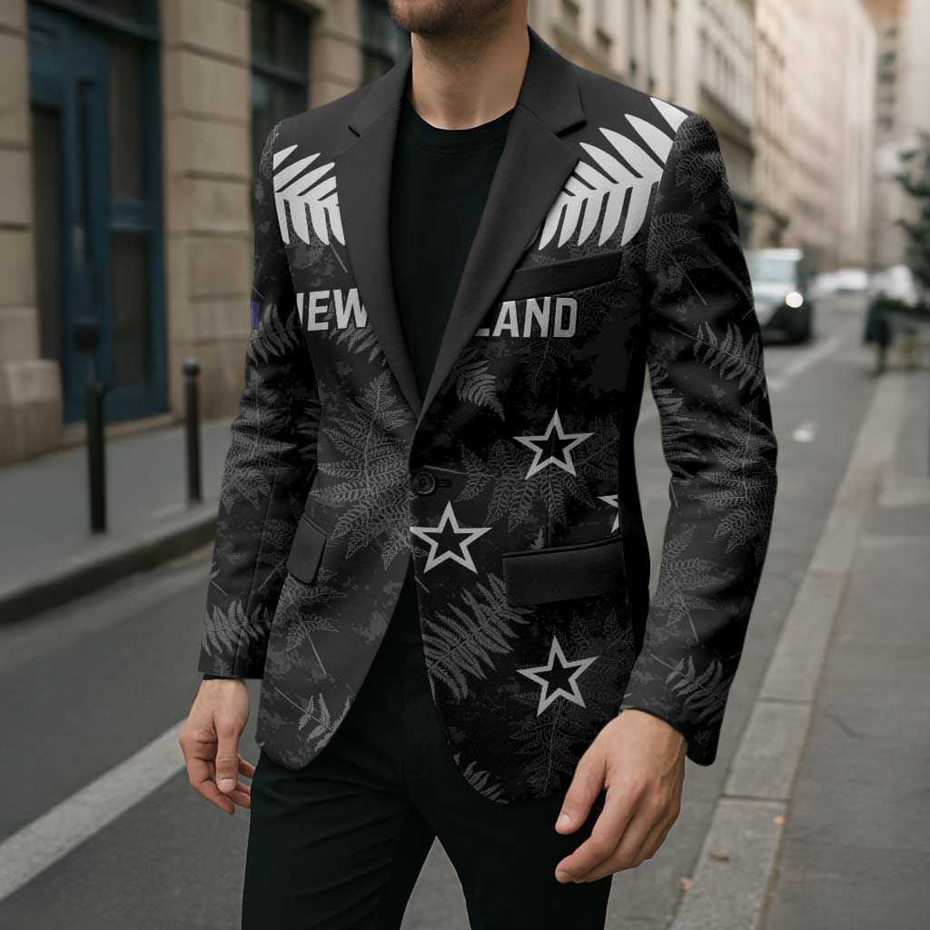 Custom New Zealand Silver Fern Football Blazer Go Aotearoa Grunge Black - Polynesian Pride