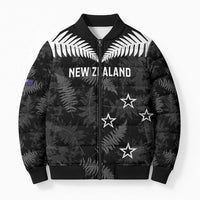 Custom New Zealand Silver Fern Football Bomber Puffer Jacket Go Aotearoa Grunge Black - Polynesian Pride