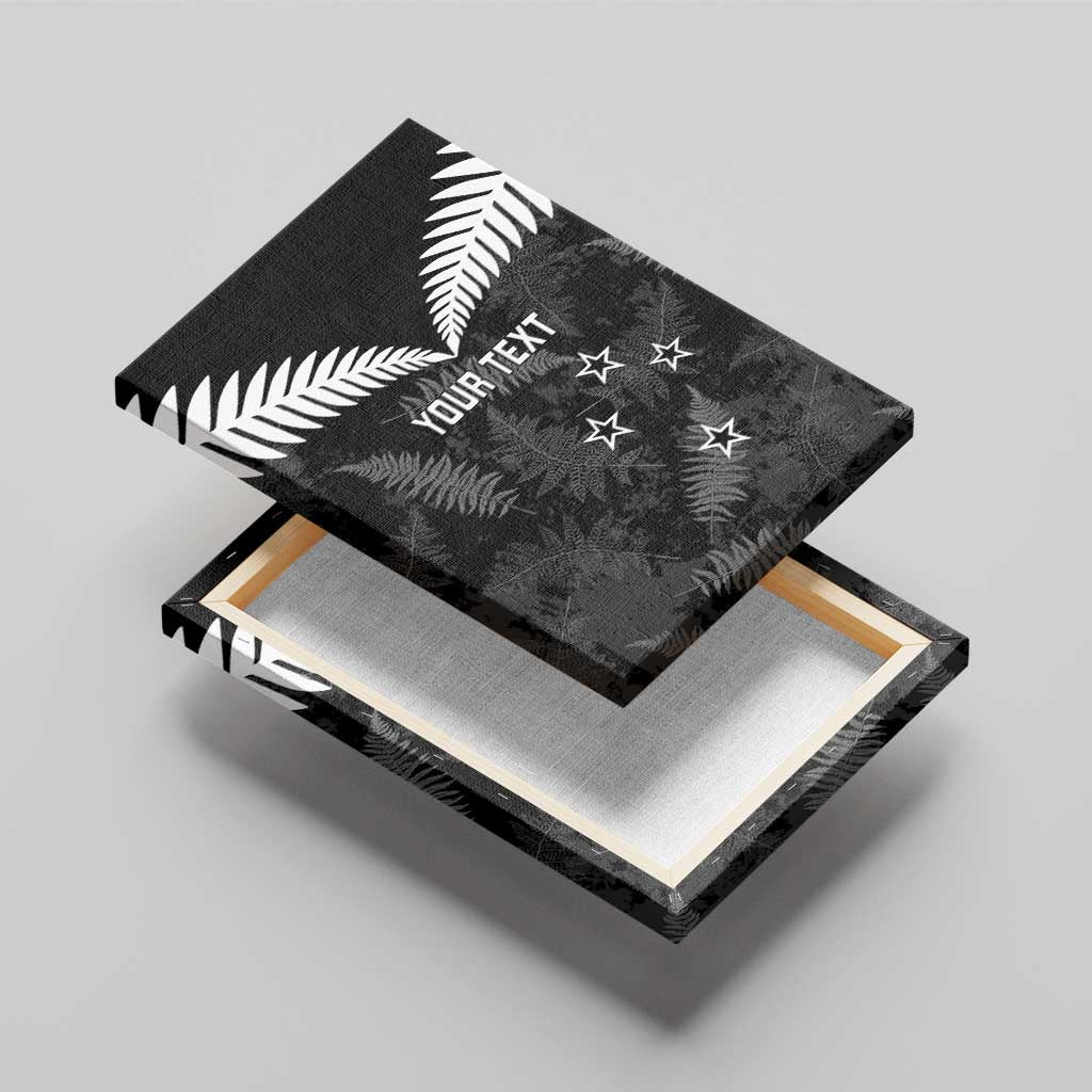 Custom New Zealand Silver Fern Football Canvas Wall Art Go Aotearoa Grunge Black - Polynesian Pride