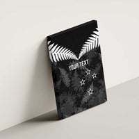 Custom New Zealand Silver Fern Football Canvas Wall Art Go Aotearoa Grunge Black - Polynesian Pride