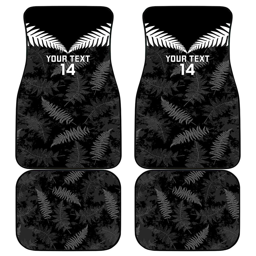 Custom New Zealand Silver Fern Football Car Mats Go Aotearoa Grunge Black - Polynesian Pride
