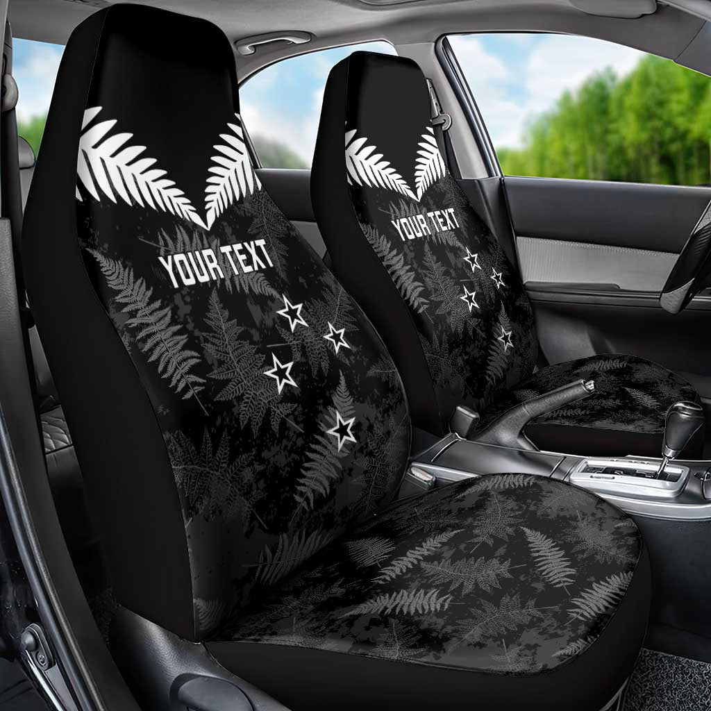 Custom New Zealand Silver Fern Football Car Seat Cover Go Aotearoa Grunge Black LT14 - Polynesian Pride