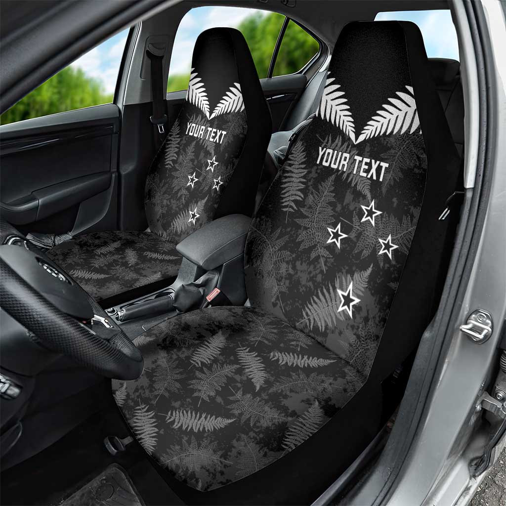 Custom New Zealand Silver Fern Football Car Seat Cover Go Aotearoa Grunge Black LT14 - Polynesian Pride