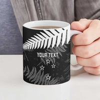 Custom New Zealand Silver Fern Football Ceramic Mug Go Aotearoa Grunge Black - Polynesian Pride