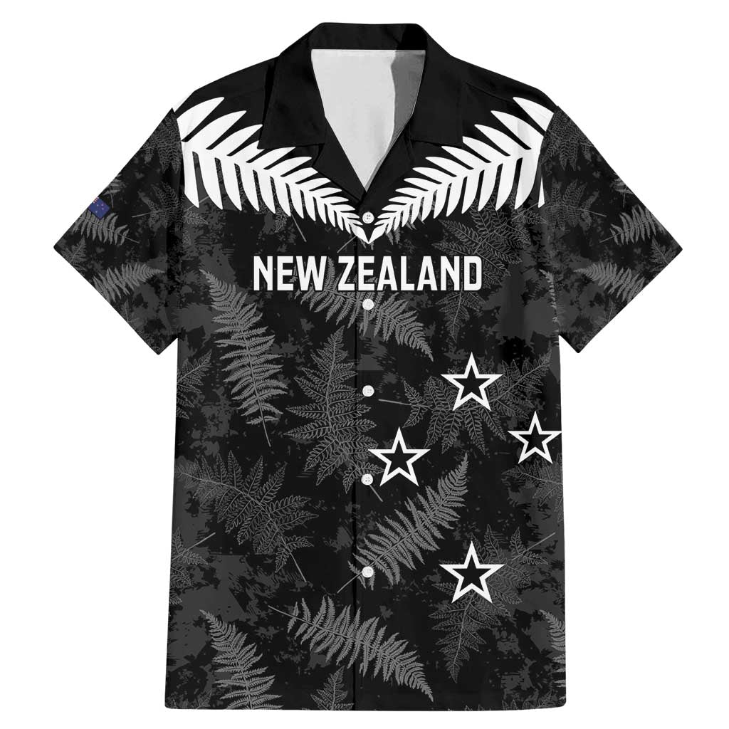 Custom New Zealand Silver Fern Football Family Matching Mermaid Dress and Hawaiian Shirt Go Aotearoa Grunge Black - Polynesian Pride