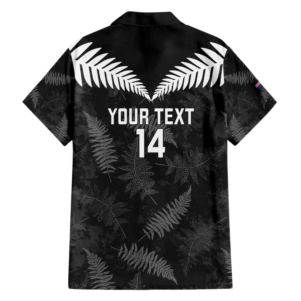 Custom New Zealand Silver Fern Football Family Matching Puletasi and Hawaiian Shirt Go Aotearoa Grunge Black - Polynesian Pride