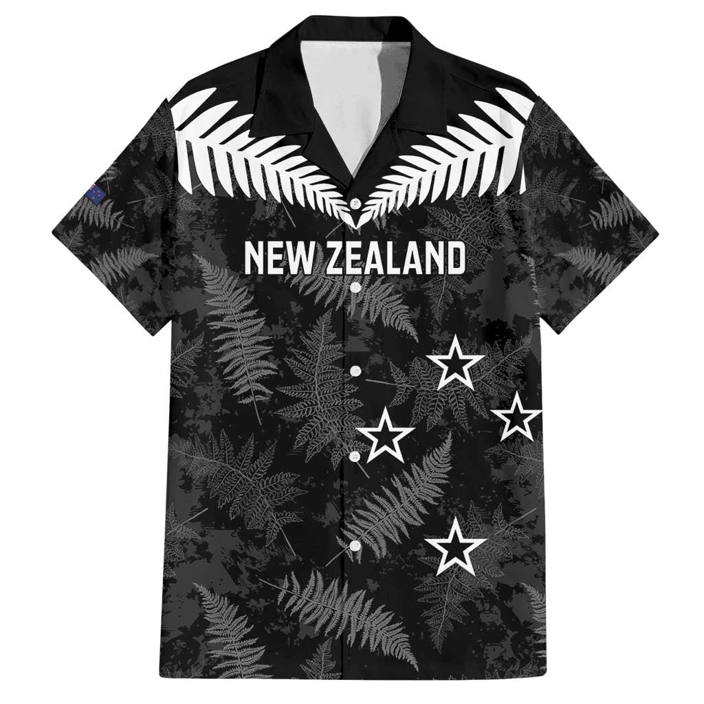 Custom New Zealand Silver Fern Football Family Matching Summer Maxi Dress and Hawaiian Shirt Go Aotearoa Grunge Black - Polynesian Pride