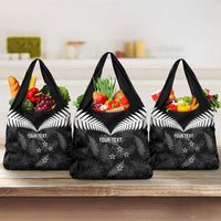 Custom New Zealand Silver Fern Football Grocery Bag Go Aotearoa Grunge Black - Polynesian Pride