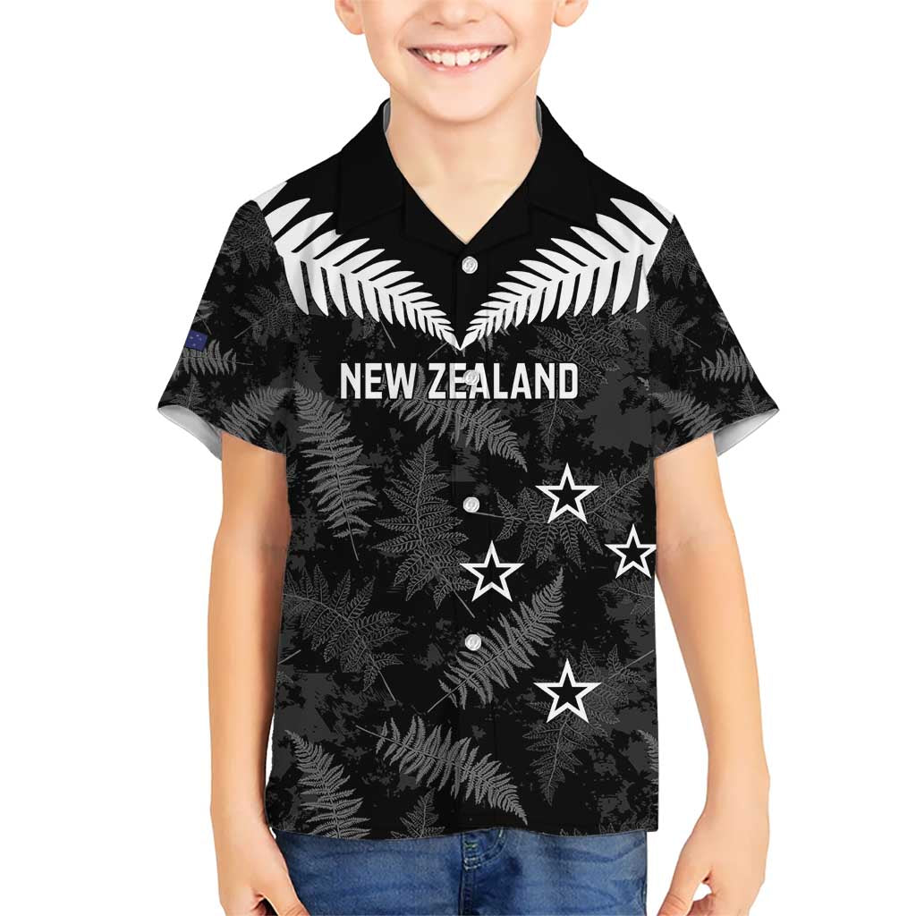Custom New Zealand Silver Fern Football Hawaiian Shirt Go Aotearoa Grunge Black - Polynesian Pride
